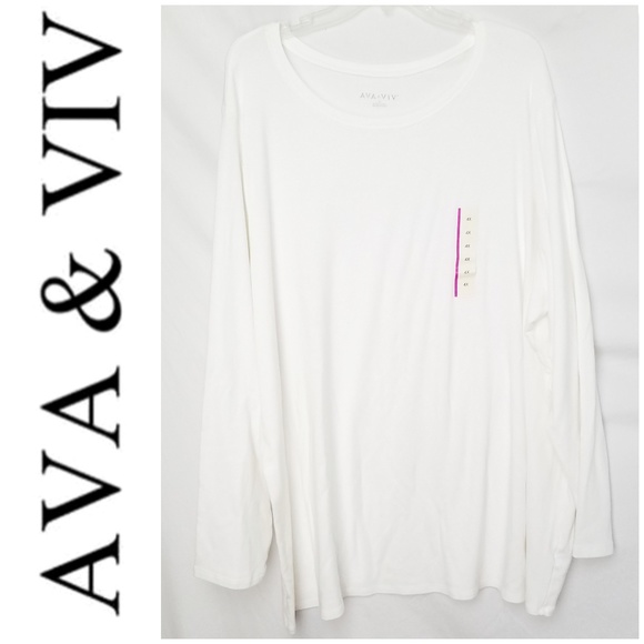 325 Nwot Ava Viv White Long Sleeve Tee 